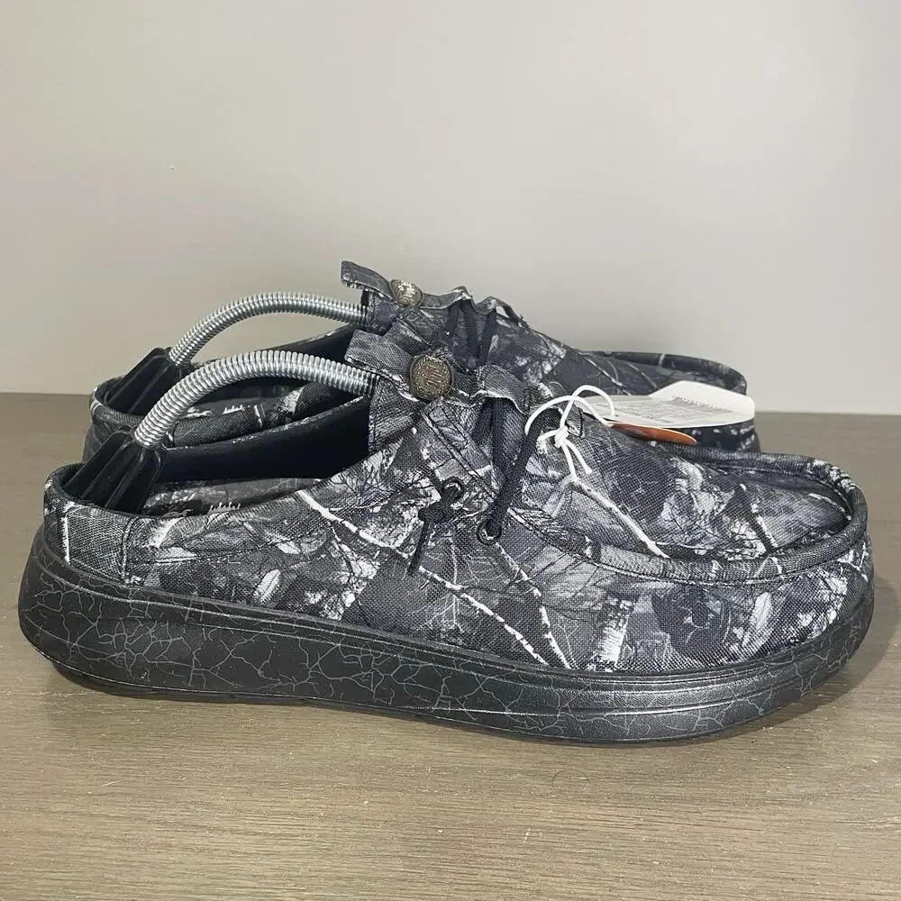 Jelly Roll Hey Dude Mens Size 12 Slides NEW Realtree Edge Wally Black Camo Shoes